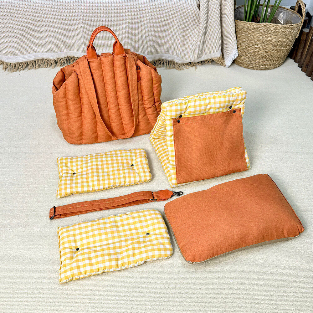 Sac de transport souple et polyvalent pour chien et chat à carreaux vichy