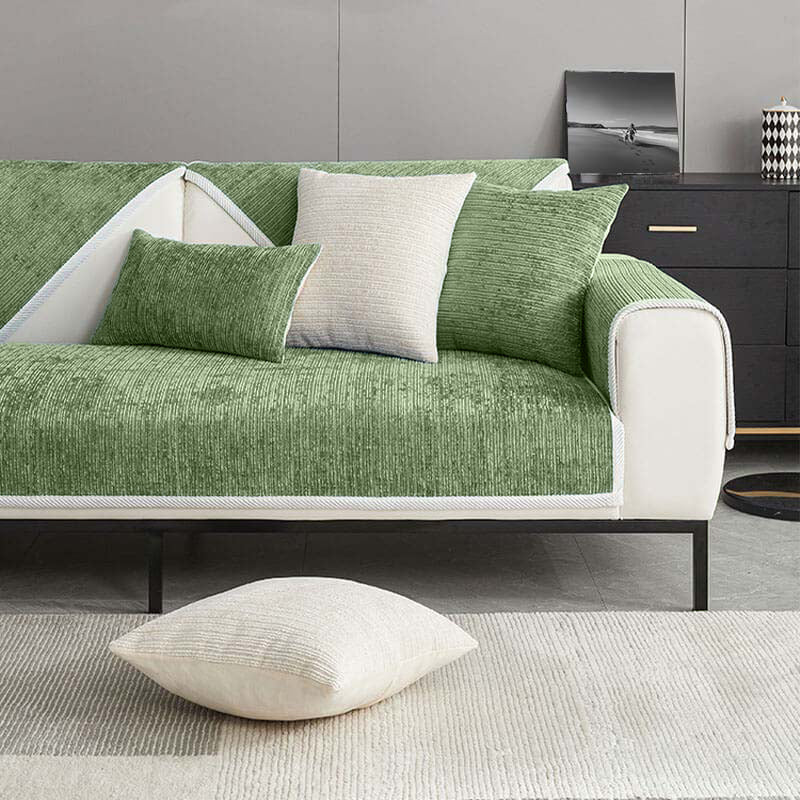 Housse de canapé sectionnelle en tissu chenille simple, étanche, antimicrobien et anti-rayures.