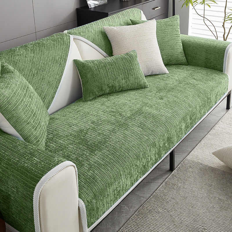 Housse de canapé sectionnelle en tissu chenille simple, étanche, antimicrobien et anti-rayures.