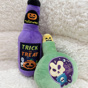 Jouet en peluche amusant pour chien avec flacon de médicament pour Halloween