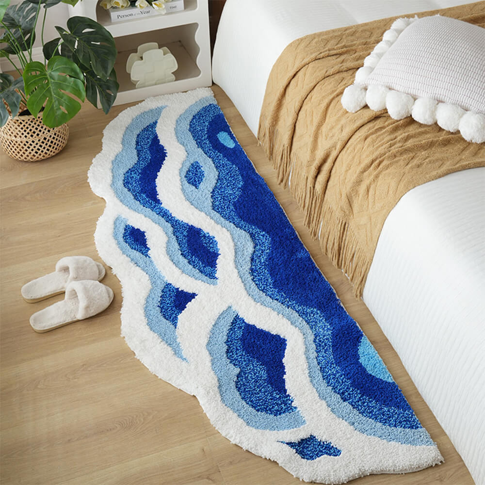 Carpette de Luxe à Motif Vagues 3D Texturé