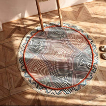 Tapis rond vintage en lin et coton tissé main