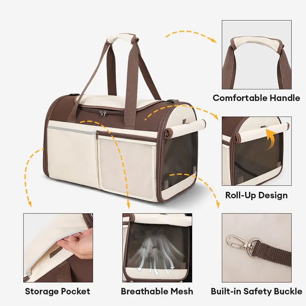 Sac de transport pour animaux, multifonction, à bandoulière, respirant, pour le voyage et le vétérinaire.