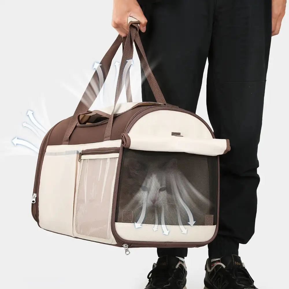 Sac de transport pour animaux, multifonction, à bandoulière, respirant, pour le voyage et le vétérinaire.