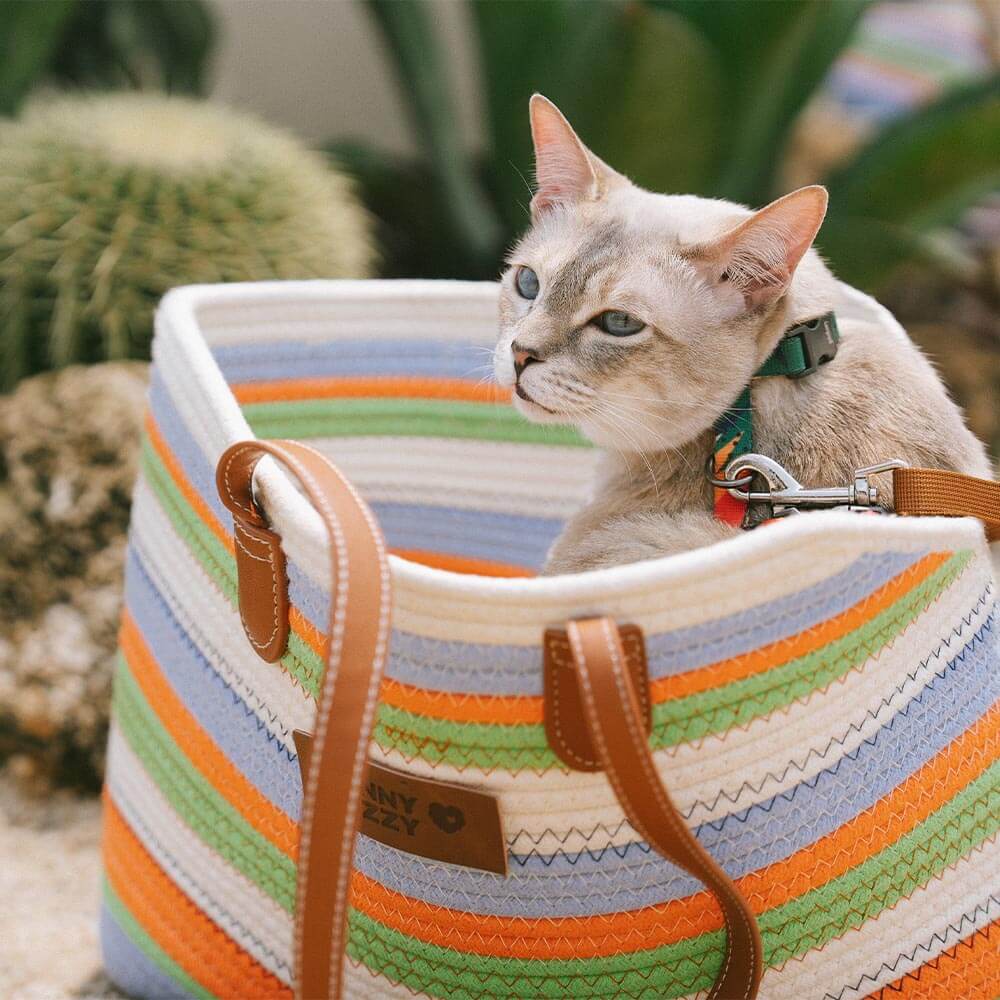 Sac de plage en coton tissé léger fait main transport pour animaux idéal pour les vacances d'été