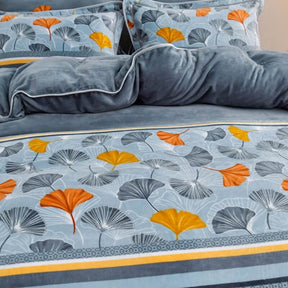 Parure de lit confortable en velours de lait à motif floral avec jupe de lit