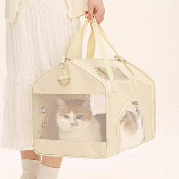 Sac de transport pour animaux en forme de maison, respirant, pliable, grande capacité et multifonctionnel.