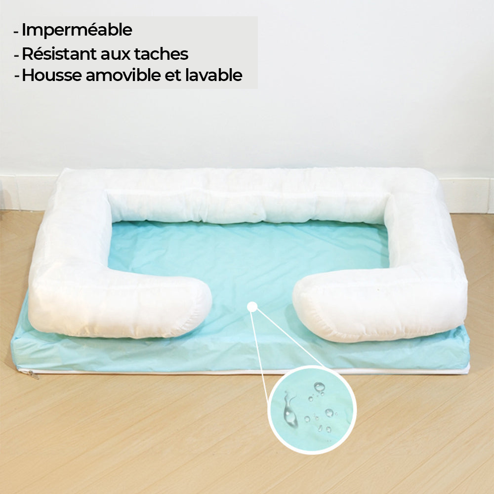 Lit pour Chien - Profond Sommeil avec Support Carré en Peluche Longue