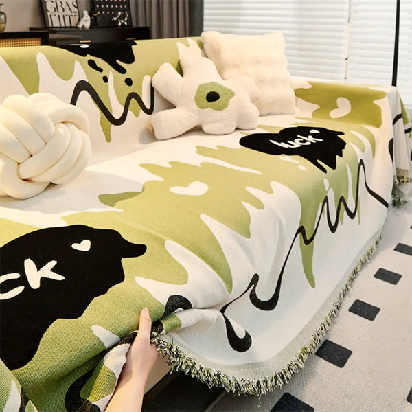 Jeté de canapé Couverture de canapé en chenille ondulée résistante aux griffures avec motif glace