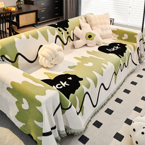 Jeté de canapé Couverture de canapé en chenille ondulée résistante aux griffures avec motif glace