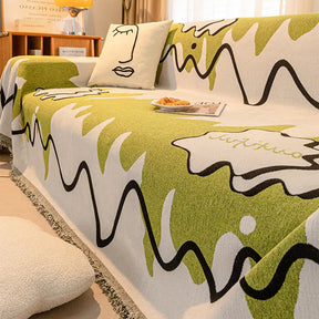 Jeté de canapé Couverture de canapé en chenille ondulée résistante aux griffures avec motif glace
