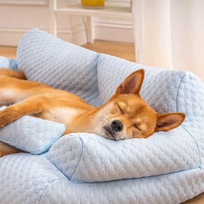 Canapé-lit pour chien lavable et rafraîchissant en soie de glace