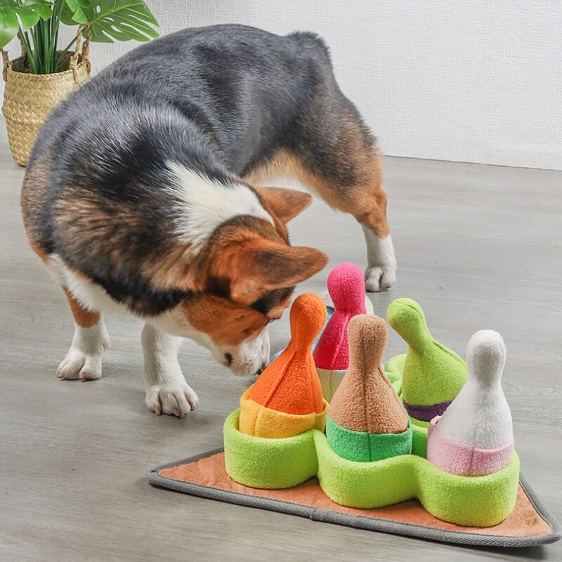 Jouet Distributeur de Friandises pour Chien Puzzle Bowling