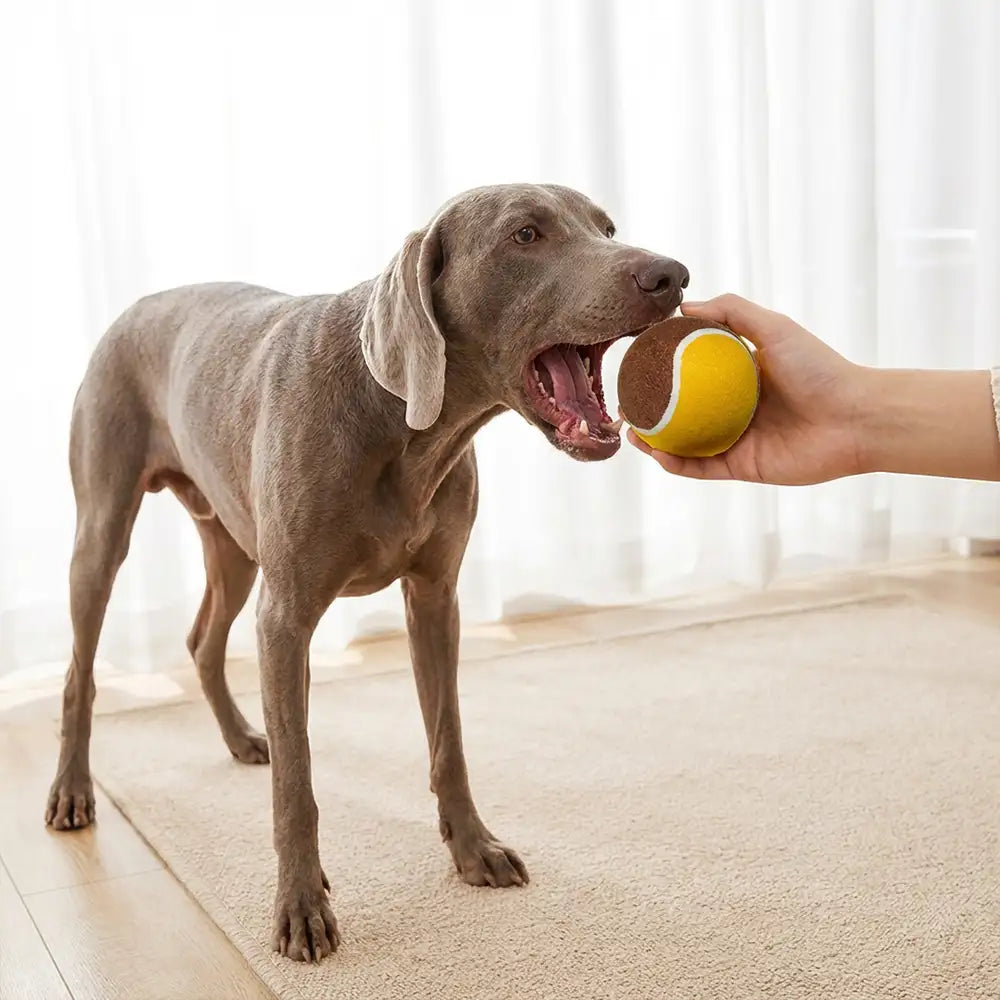 Jouet interactif en forme de balle de tennis pour chien