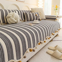 Housse de canapé de protection en chenille à contraste de couleurs irrégulier, douce pour la peau et antidérapante.