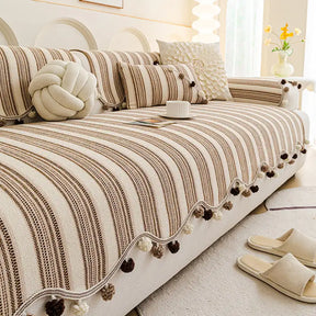 Housse de canapé de protection en chenille à contraste de couleurs irrégulier, douce pour la peau et antidérapante.