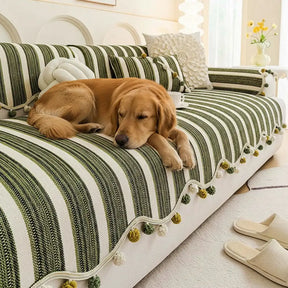 Housse de canapé de protection en chenille à contraste de couleurs irrégulier, douce pour la peau et antidérapante.