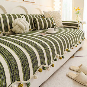 Housse de canapé de protection en chenille à contraste de couleurs irrégulier, douce pour la peau et antidérapante.