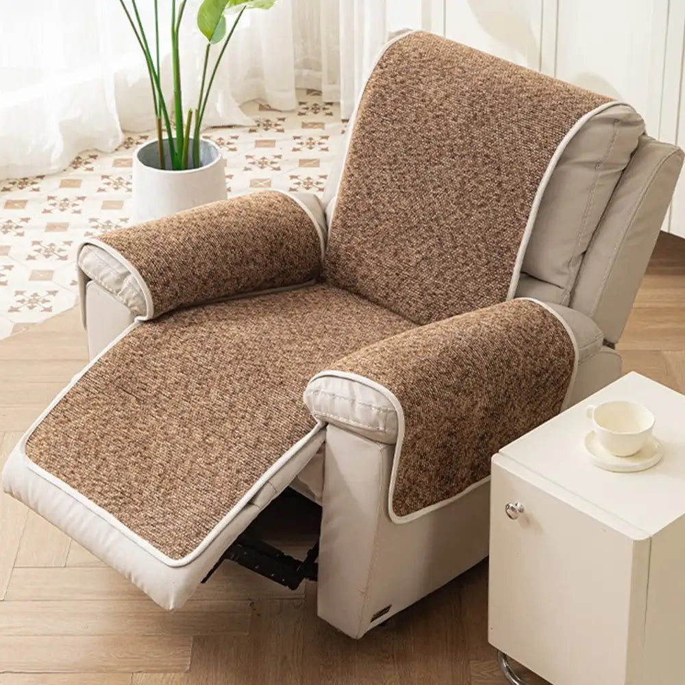Housse fauteuil de canapé inclinable en jacquard chenille anti-rayures et antidérapante - Chic