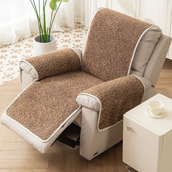Housse fauteuil de canapé inclinable en jacquard chenille anti-rayures et antidérapante - Chic
