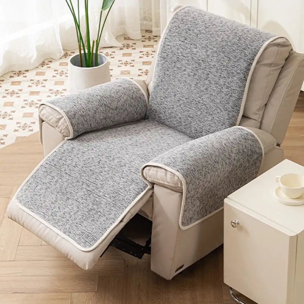 Housse fauteuil de canapé inclinable en jacquard chenille anti-rayures et antidérapante - Chic