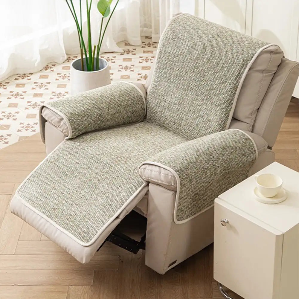 Housse fauteuil de canapé inclinable en jacquard chenille anti-rayures et antidérapante - Chic