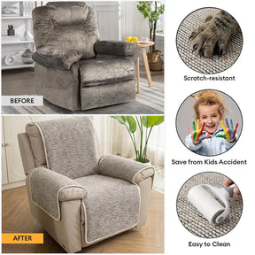 Housse fauteuil de canapé inclinable en jacquard chenille anti-rayures et antidérapante - Chic