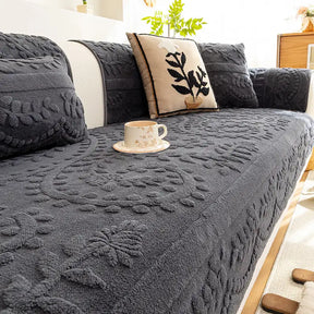 Housse canapé velours jacquard confortable résistante rayures antidérapante