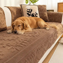 Housse canapé velours jacquard confortable résistante rayures antidérapante