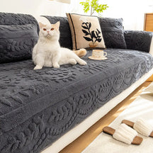Housse canapé velours jacquard confortable résistante rayures antidérapante