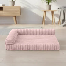 Lit pour chien grand en peluche imperméable de forme L