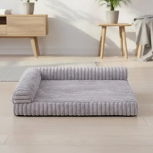 Lit pour chien grand en peluche imperméable de forme L