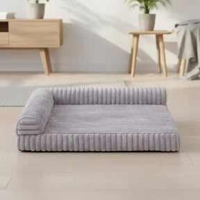 Lit pour chien grand en peluche imperméable de forme L