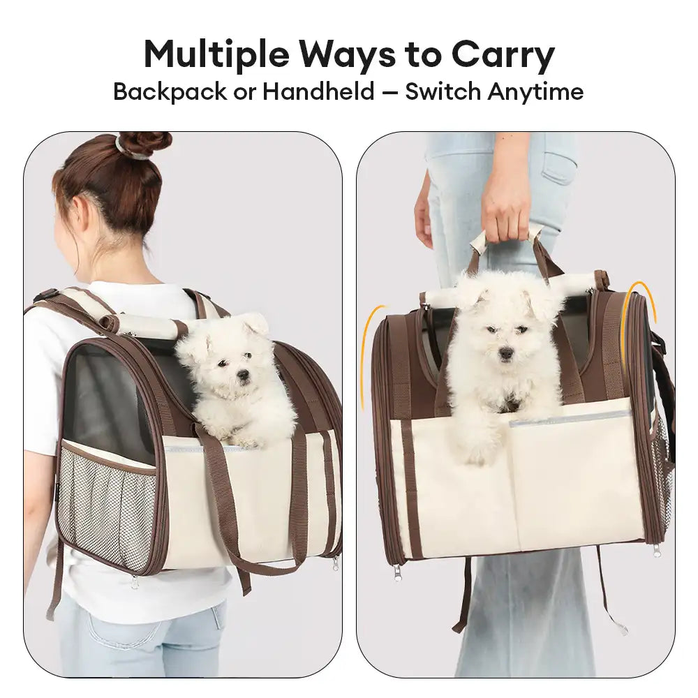 Sac à dos pour animaux de compagnie pliable, respirant et de grande capacité pour le voyage, la sécurité et le vétérinaire.