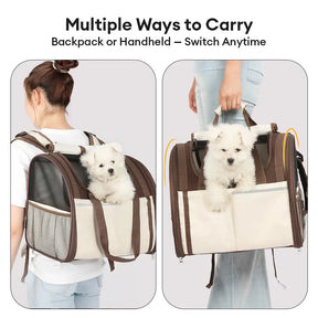 Sac à dos pour animaux de compagnie pliable, respirant et de grande capacité pour le voyage, la sécurité et le vétérinaire.
