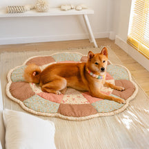 Grand tapis pour animaux de compagnie en forme de fleur à motif floral chic