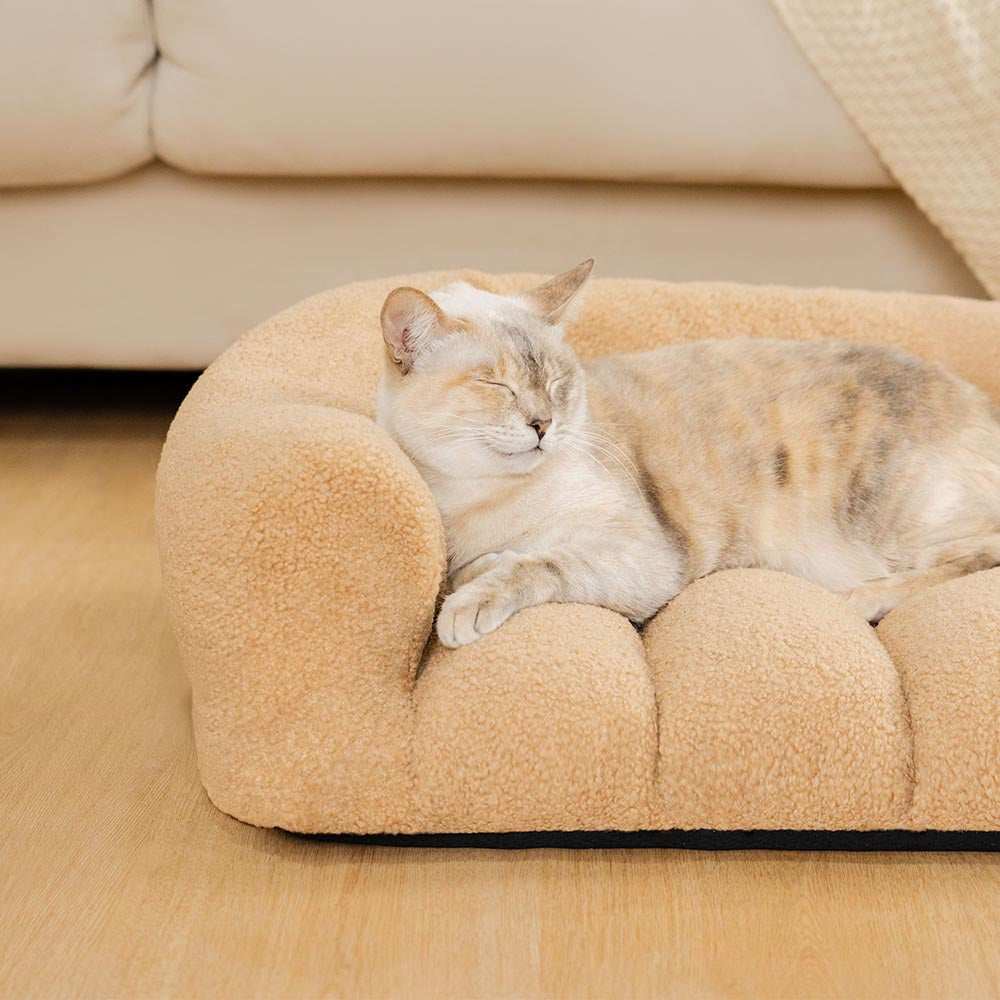 Grand coussin orthopédique pour chat avec appui-tête doux et confortable - Lit Napper Nuageux