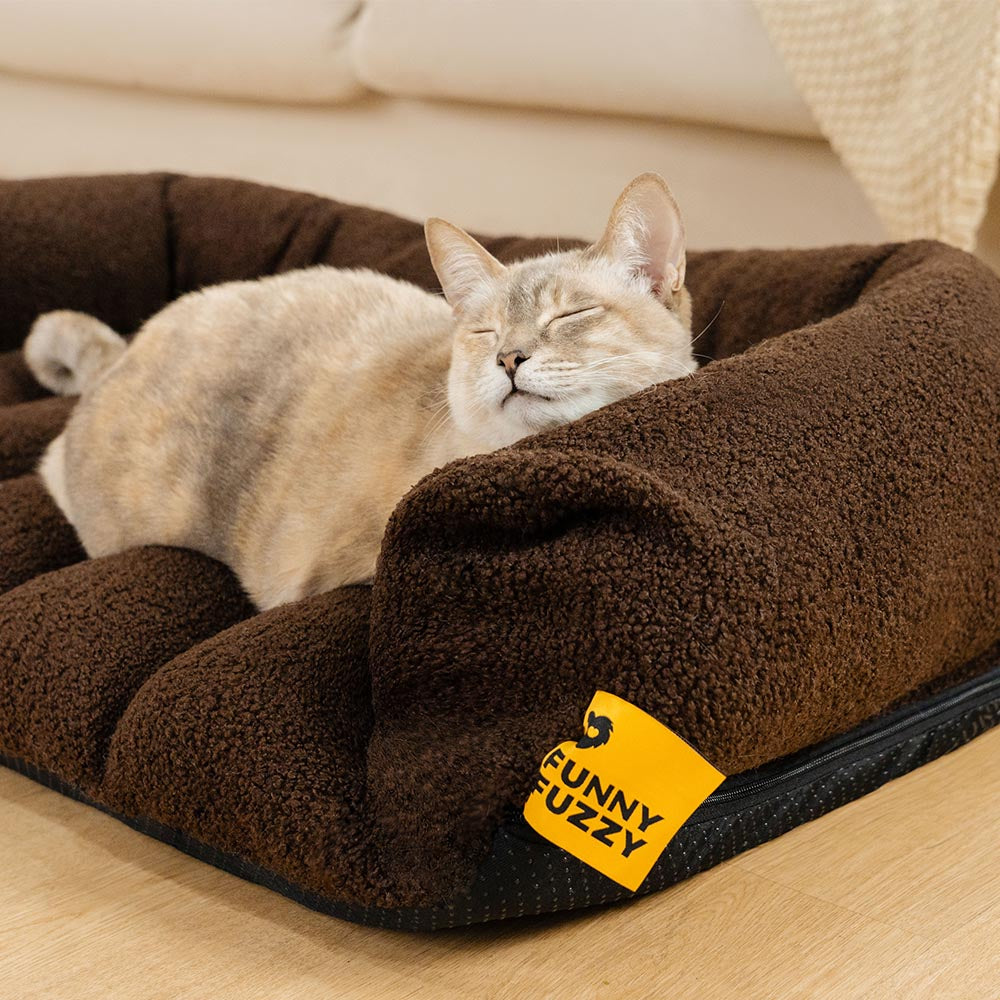 Grand coussin orthopédique pour chat avec appui-tête doux et confortable - Lit Napper Nuageux