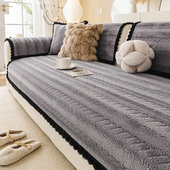 Housse de canapé en peluche chic et paresseuse pour l'hiver, protecteur de canapé, douce pour la peau.