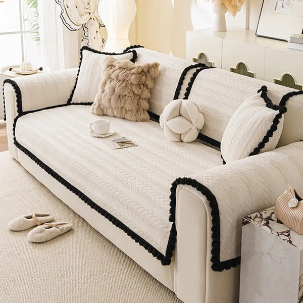 Housse de canapé en peluche chic et paresseuse pour l'hiver, protecteur de canapé, douce pour la peau.