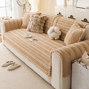 Housse de canapé en peluche chic et paresseuse pour l'hiver, protecteur de canapé, douce pour la peau.