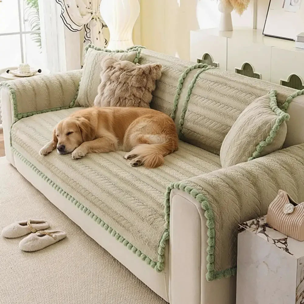 Housse de canapé en peluche chic et paresseuse pour l'hiver, protecteur de canapé, douce pour la peau.