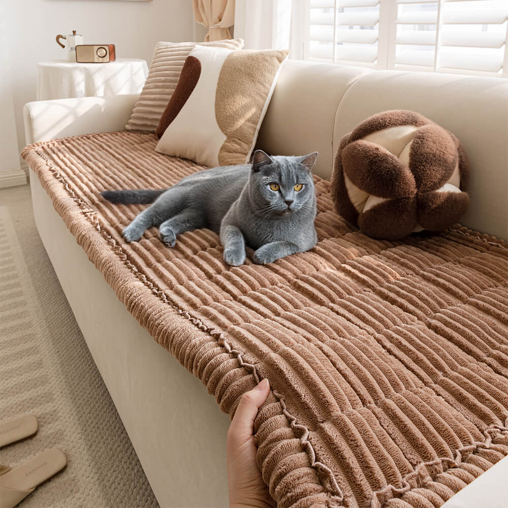 Matelas pour animaux en flanelle doux et paresseux, respirant, avec protection anti-dérapante pour canapé sectionnel.