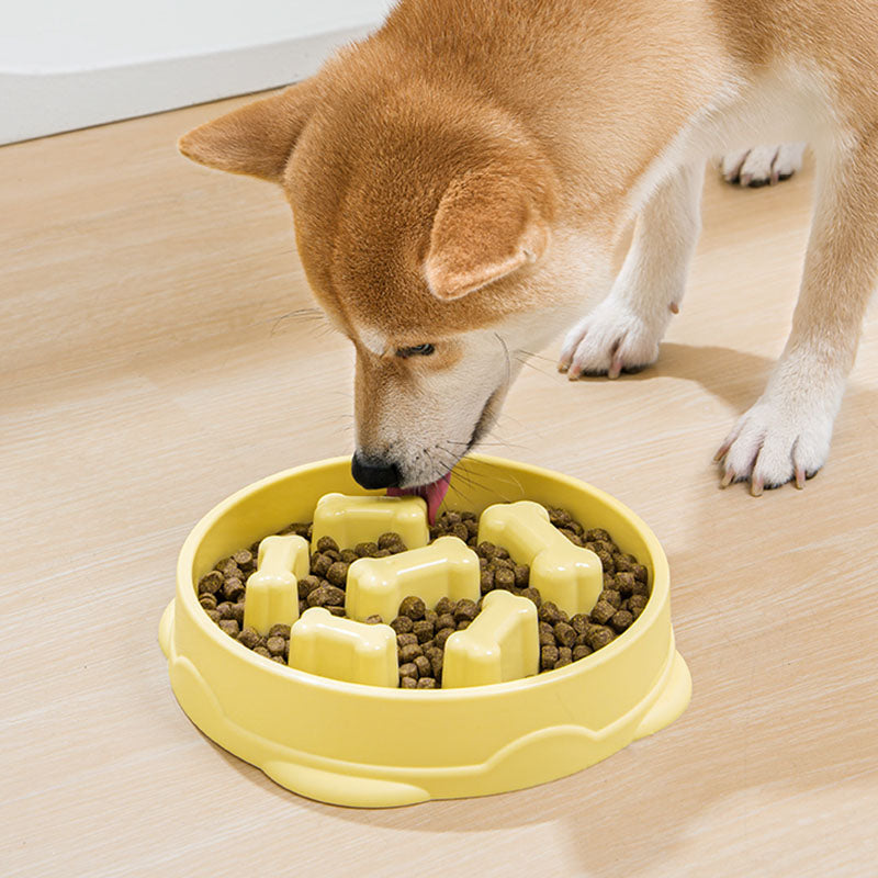 Bol Anti-Dérapant Lent pour Chiens Jaune Citron