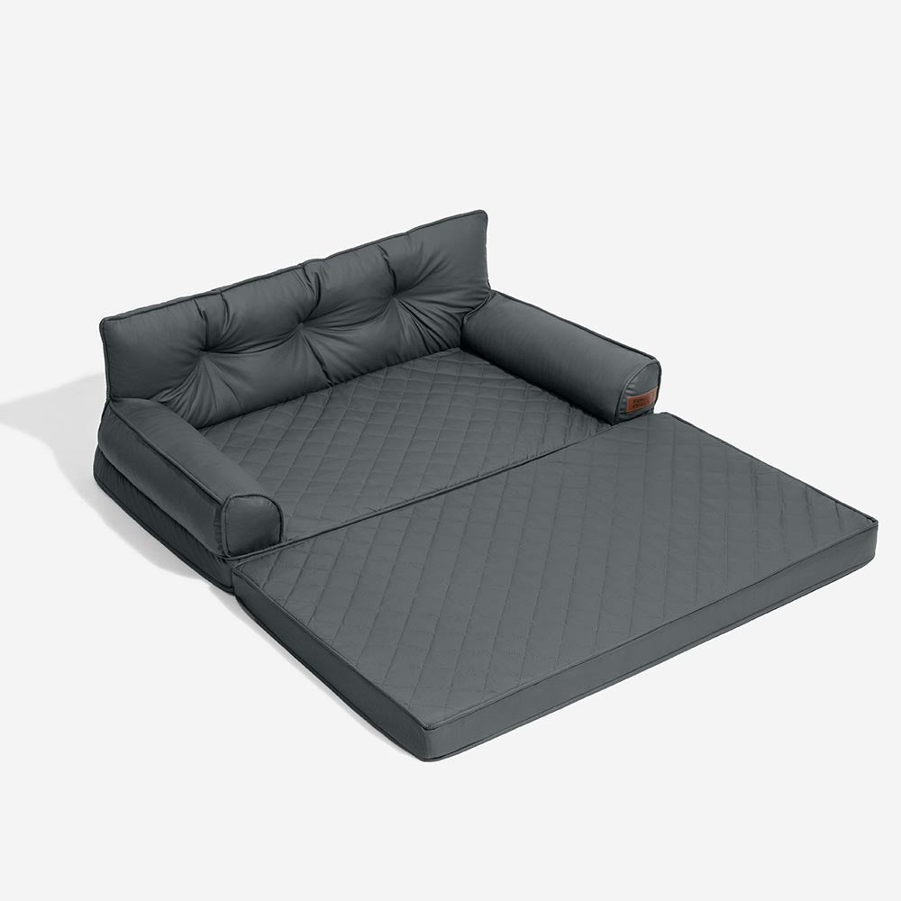 Luxe lit pour chien orthopédique grand en cuir synthétique pliable - Extérieur