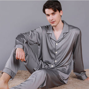 Ensemble Pyjama Long Satin Luxe pour Couples Confortable