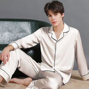 Ensemble Pyjama Long Satin Luxe pour Couples Confortable