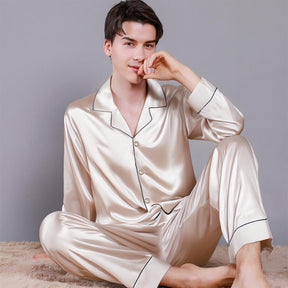 Ensemble Pyjama Long Satin Luxe pour Couples Confortable