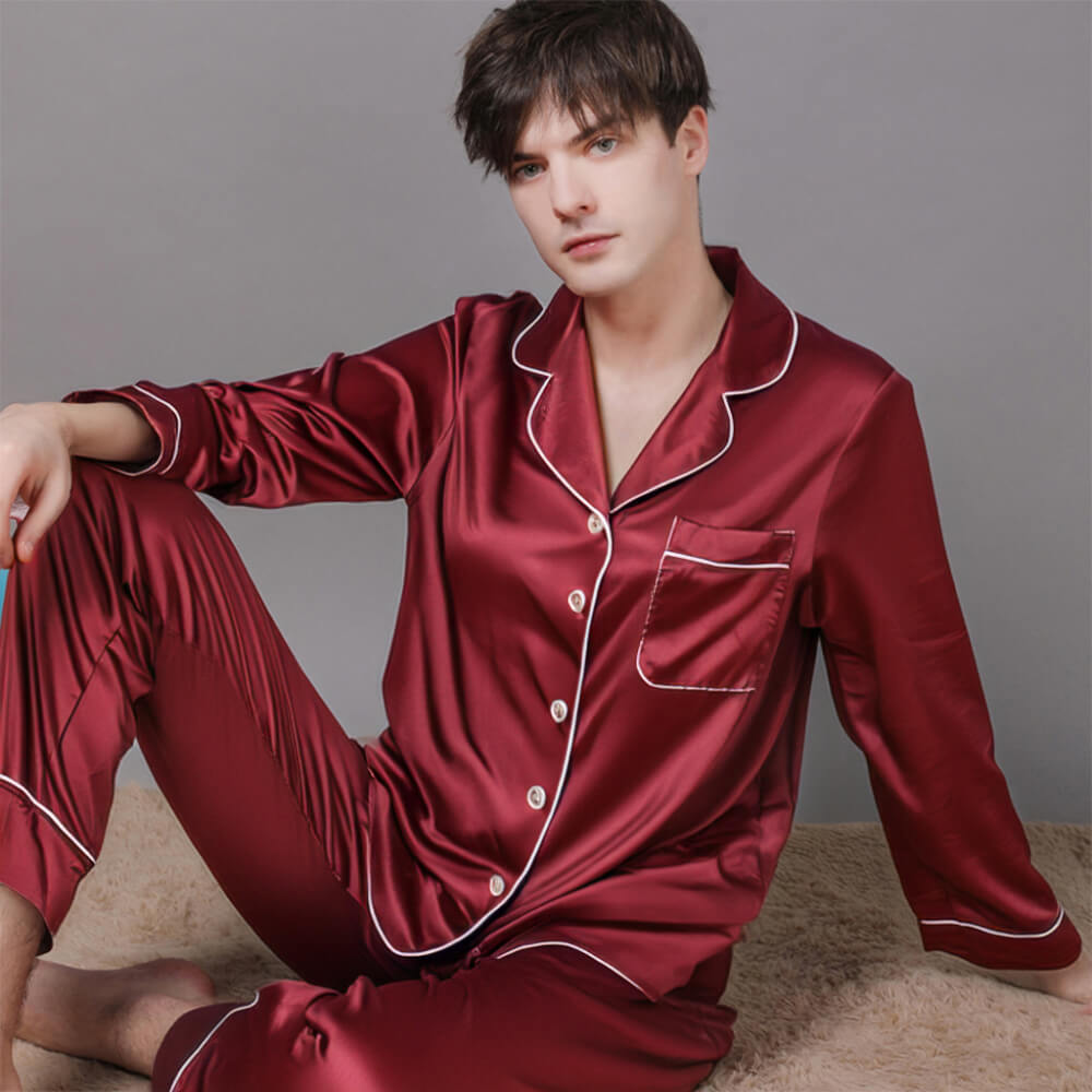 Ensemble Pyjama Long Satin Luxe pour Couples Confortable