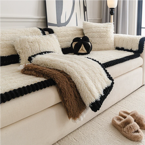 Housse de canapé en peluche luxueuse épaisse confortable et antidérapante